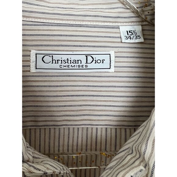 Vtg Christian Dior Chemises DIOR Embroidered Button Down Shirt Large 15.5 34/35 - Picture 3 of 11
